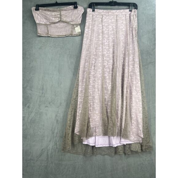 Free People Shape of You Skirt Set Size Medium Lace Top Hips Lo Skirt - Picture 2 of 15